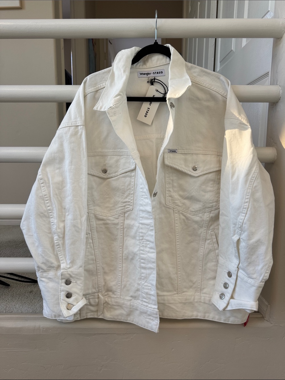 Wrangler x Staud White Denim Trucker Jacket